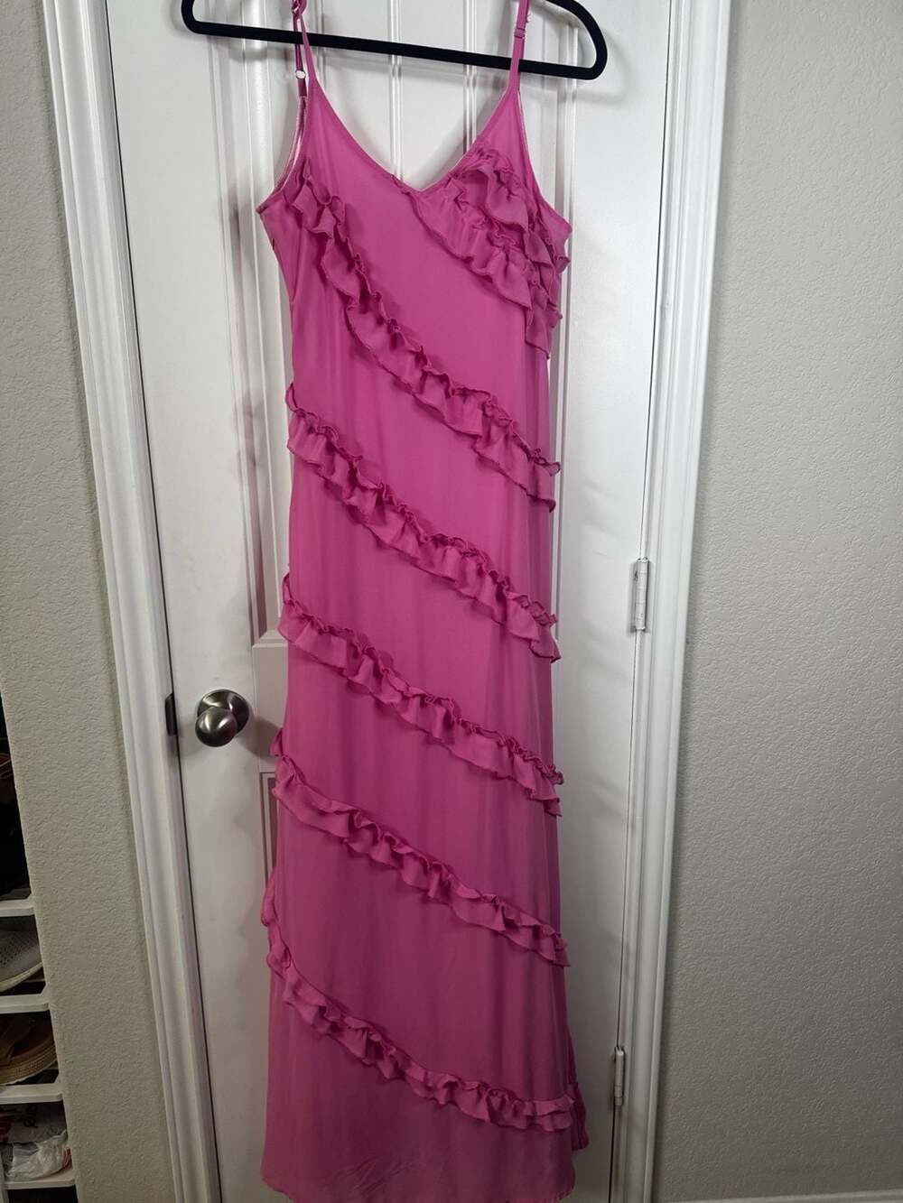 Ruffle Tiered Maxi Dress in Pink fairy Barbiecore party dress